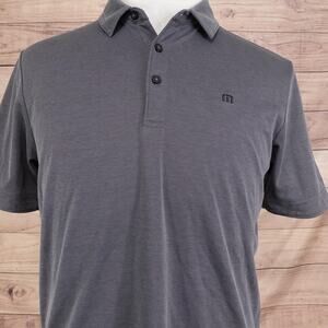 Travis Mathew Polo Shirt Mens Medium Gray Solid Performance Golf‎ Casual Knit